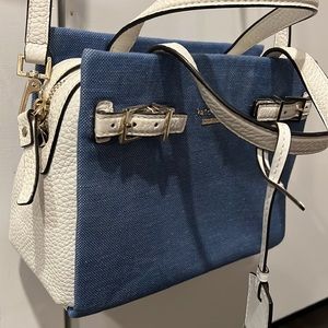 Kate Spade blue and white denim cross body bag